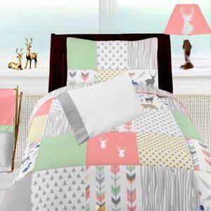 Sweet Jojo Designs Woodsy 5-Piece Toddler Bedding Set in Coral/Mint